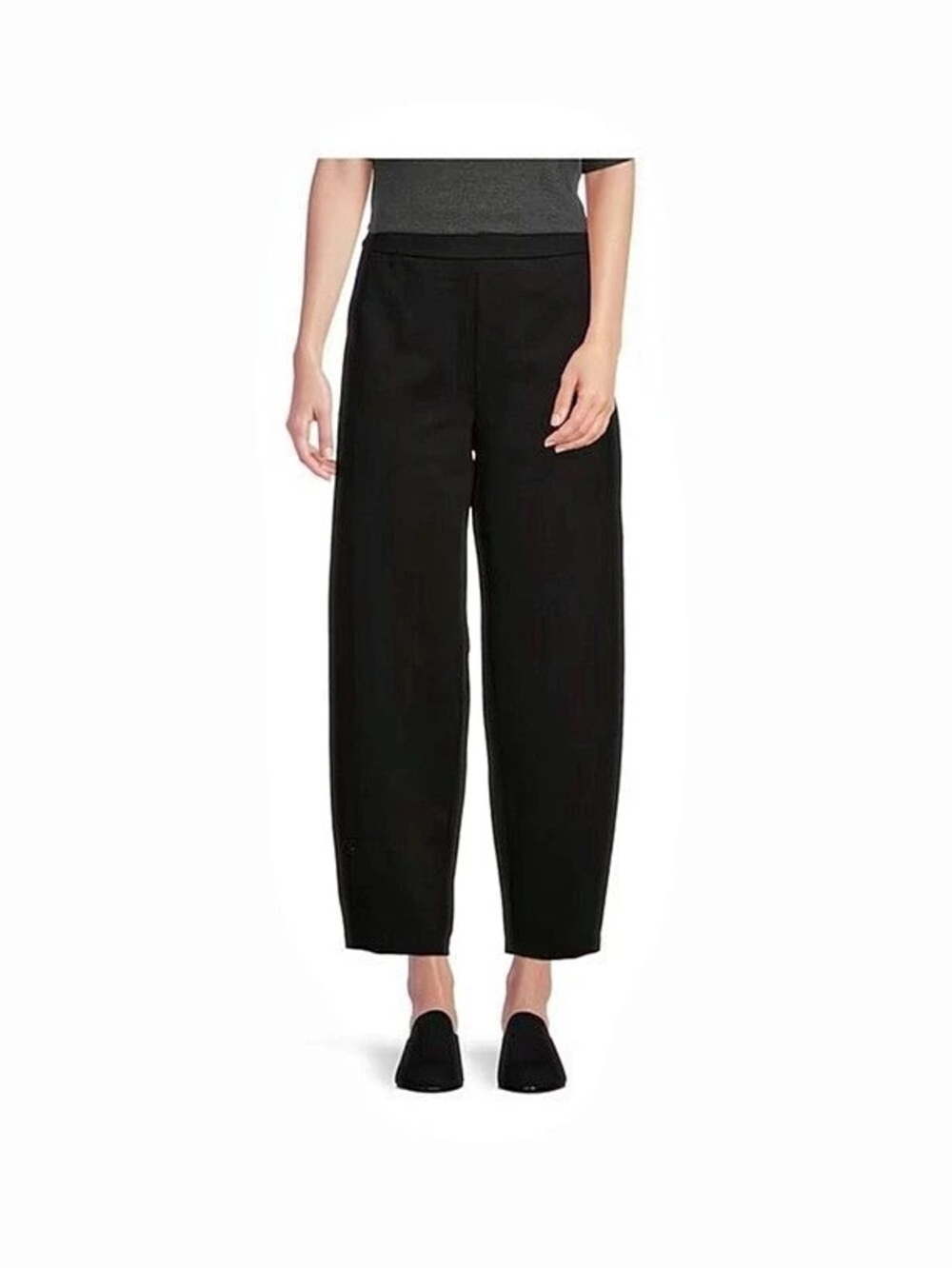 Eileen Fisher Tencel Lyocell Blend Pull On Cropped Pants Black PM